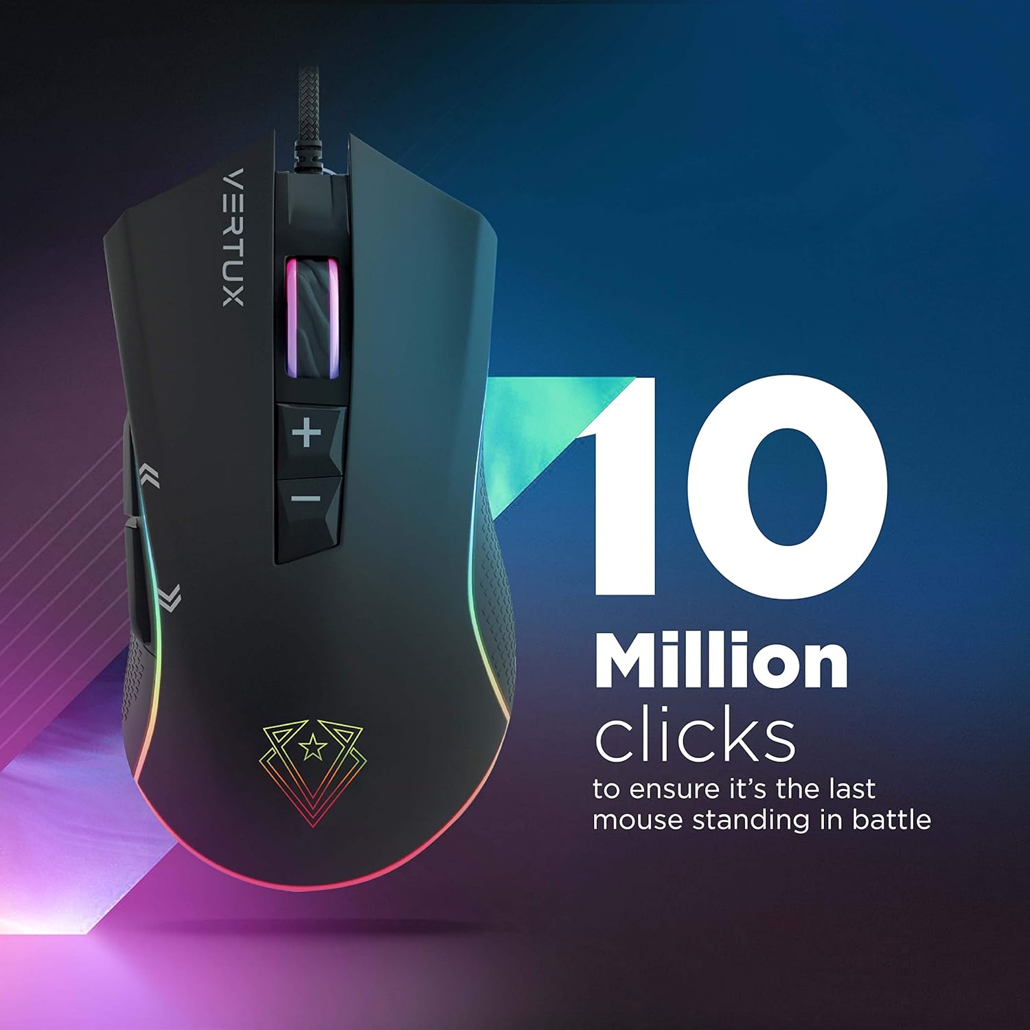 Vertux Rodon Gaming Mouse High Performance Optical Wired Mouse with 12000 Adjustable DPI Customizable Lumi LED 7 Programmable Buttons and Multi-Surface Tracking Black Vertux Rodon Gaming Mouse High Performance Optical Wired Mouse with 12000 Adjustable DPI Customizable Lumi LED 7 Programmable Buttons and Multi-Surface Tracking Black